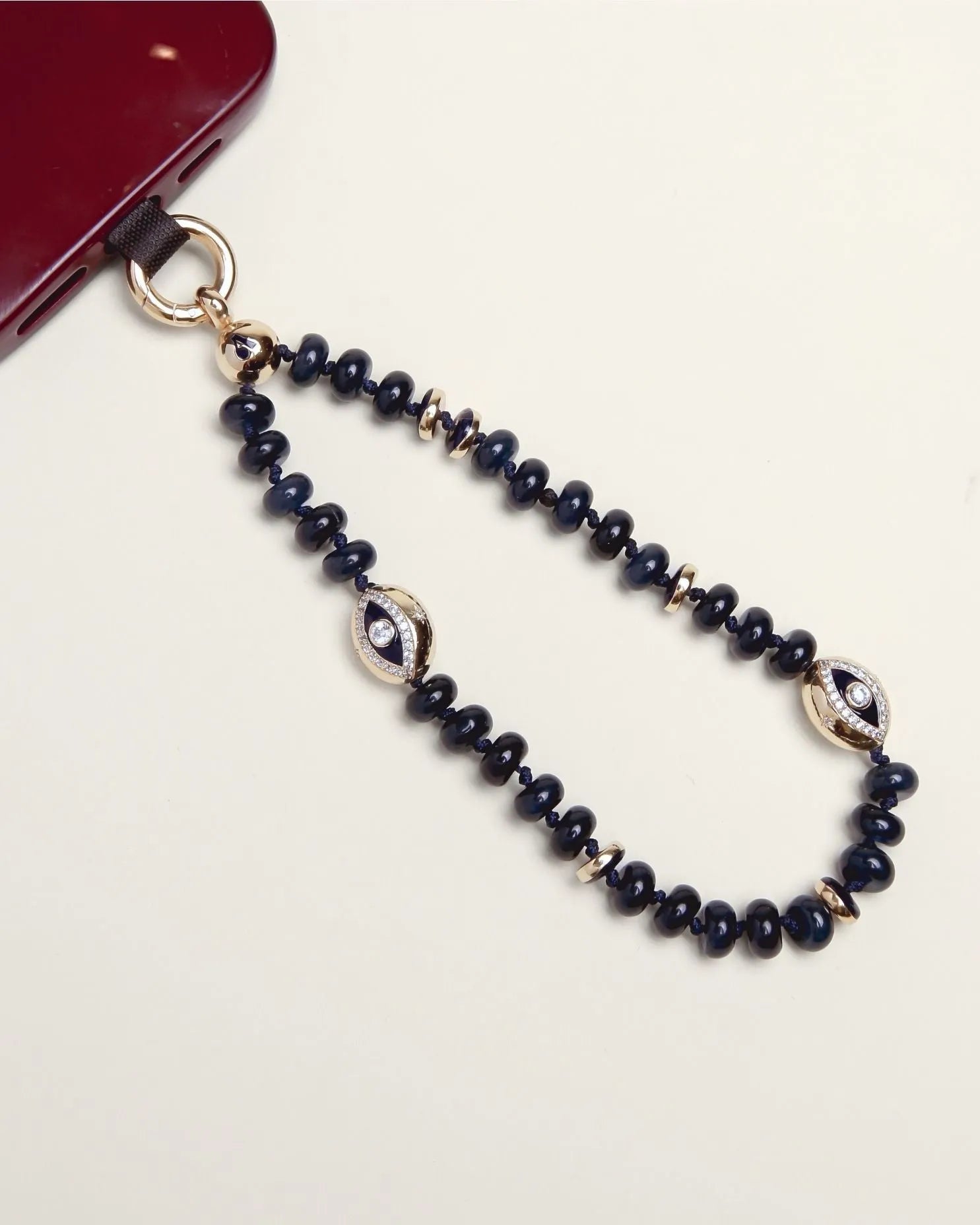 Leah Phone Charm Sapphire Quartz Evil Eye Charm MyAleph