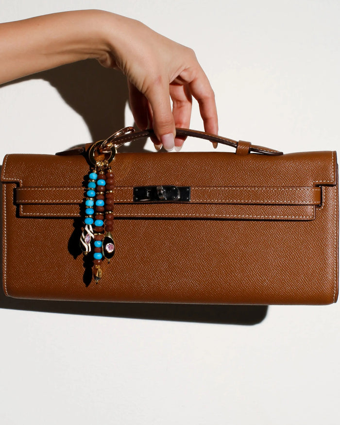 Liora Bag Charm - Azure & Espresso