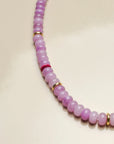 Another close-up of the Ethan lavender necklace, highlighting the soft purple beads and gold accents for a chic and elegant design.